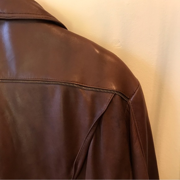 Iconic Bentley motorcycle genuine oversize leather jacket in brown - Picture 10 of 14